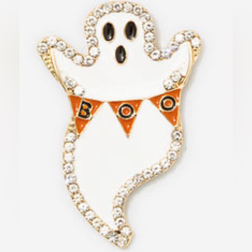 Elegant Ghost Earrings with Gold and Black Accents Halloween Must Have - Picture 2 of 3